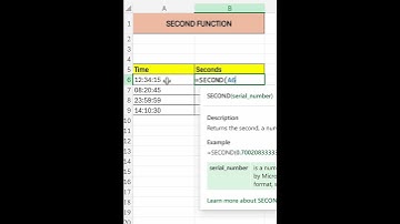 Second Function In Excel | Convert Time To Seconds #excel #exceltips #second #excelfunctions #learn