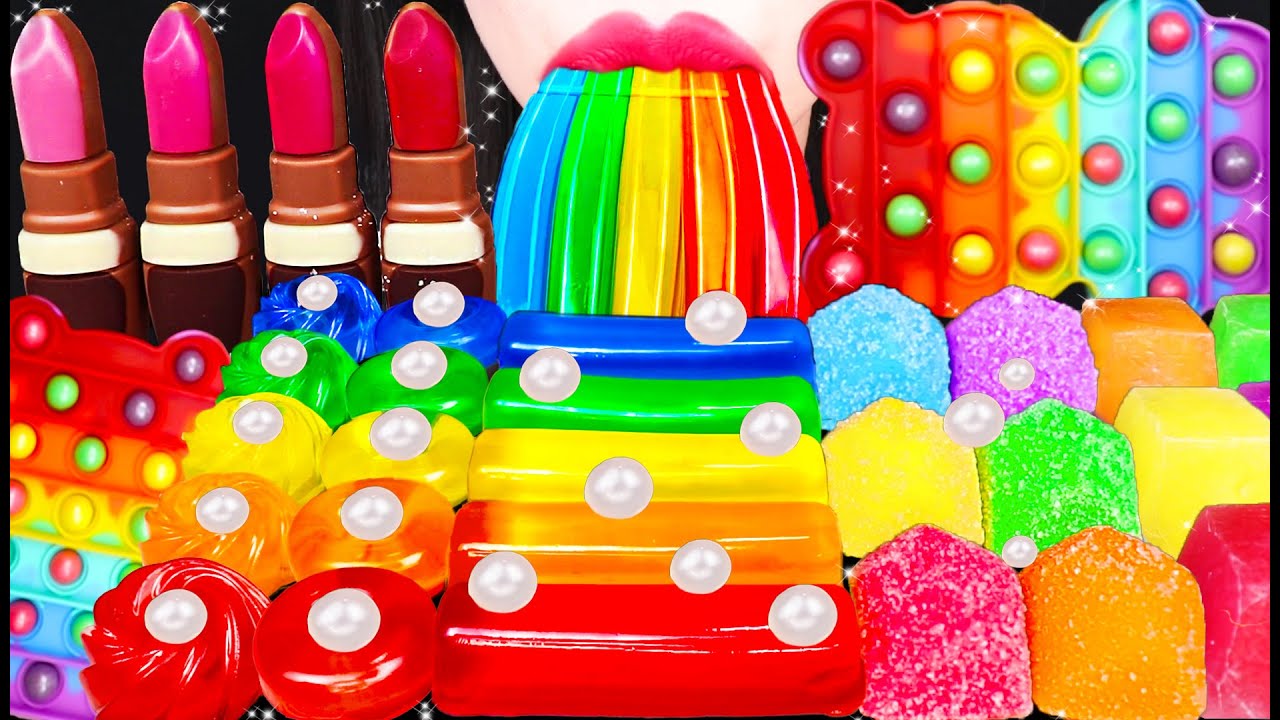 ASMR EDIBLE LIPSTICK, EDIBLE POP IT, PUSH POP 먹는 립스틱, 팝잇 먹방 MUKBANG ...