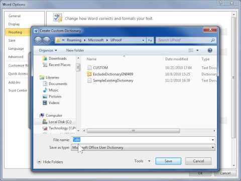 Create and Use Custom Dictionaries - Word 2010
