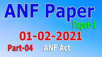 ANF 01-02-2021 Paper-1 : today ANF paper-1 01-02-2021 : ANF Sub Inspector Paper :  paper : Part - 05