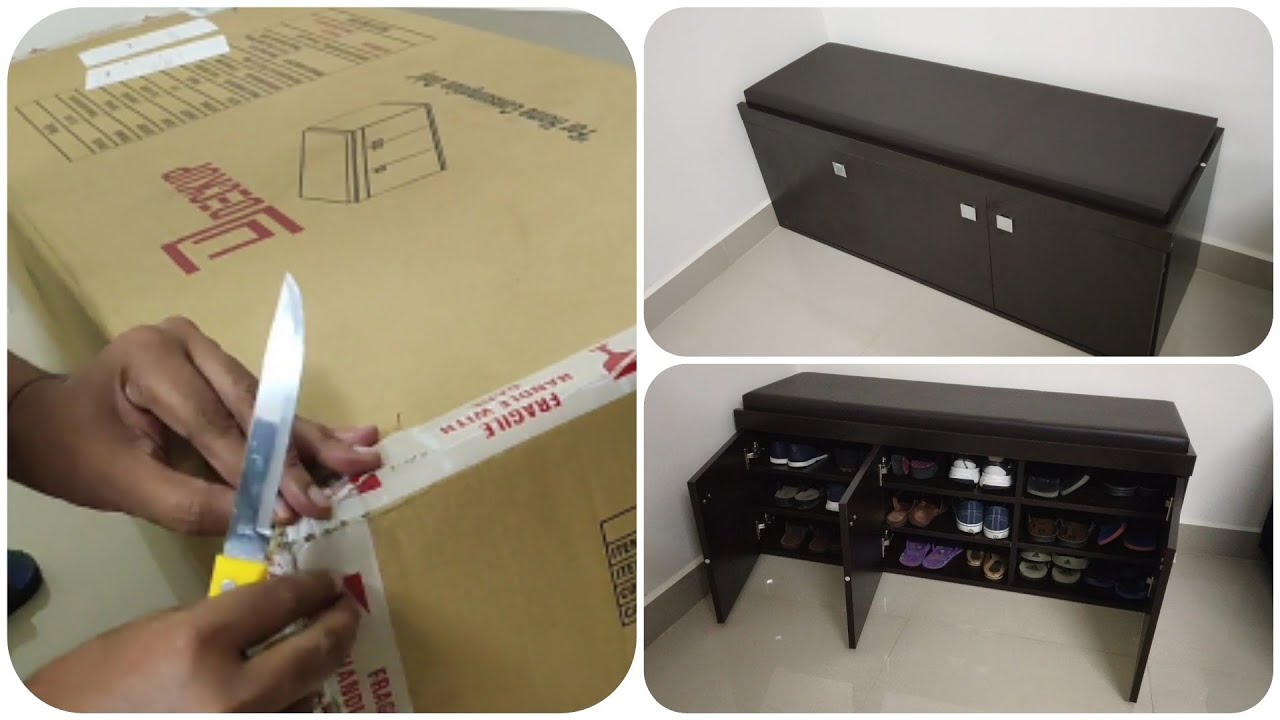 Unboxing Deckup shoe rack 3-Door , Dark Wenge.
