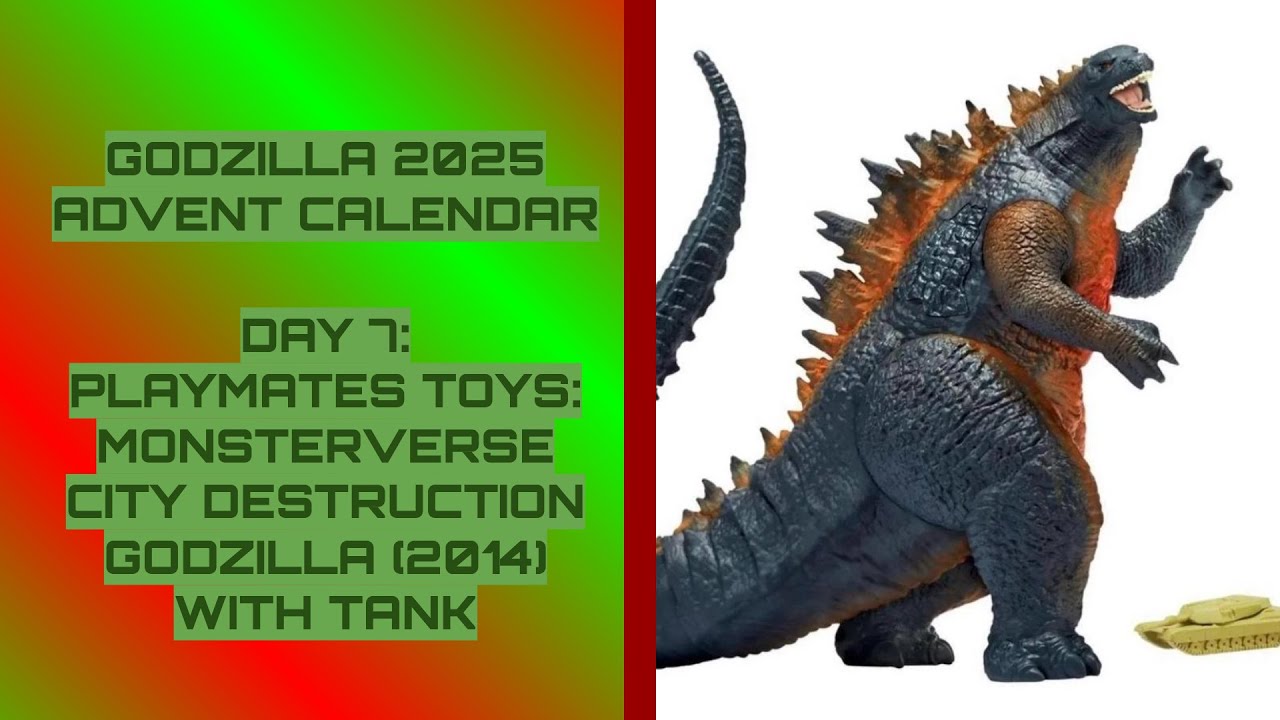 Рождественский календарь «Годзилла 2025» | ДЕНЬ 7: Игрушки Playmates - Годзилла (2014) с танком, ...