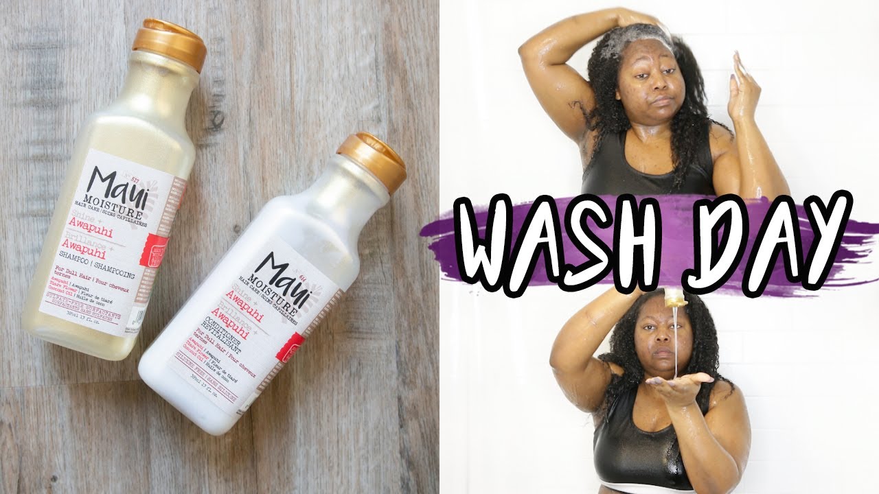 Wash Day Routine Maui Moisture Shine Awapuhi Review YouTube
