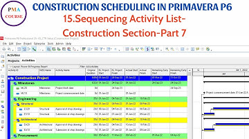 15. Scheduling in Primavera P6 || Sequencing ACTIVITY LIST-Construction Section-Part 7 Overvi