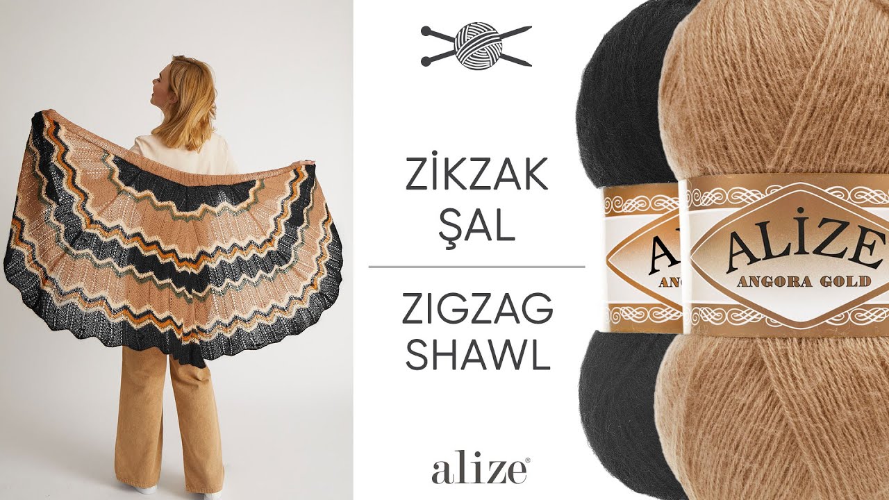 Alize Angora Gold ile Zikzak Şal • Zigzag Shawl • Зиг Заг Шаль