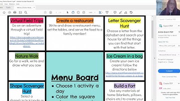 Language Menu Choice Board