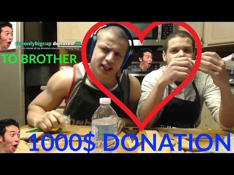 TYLER1 1000$ DONATION TO HIS BROTHER ON TWITCH (WITH CHAT)
