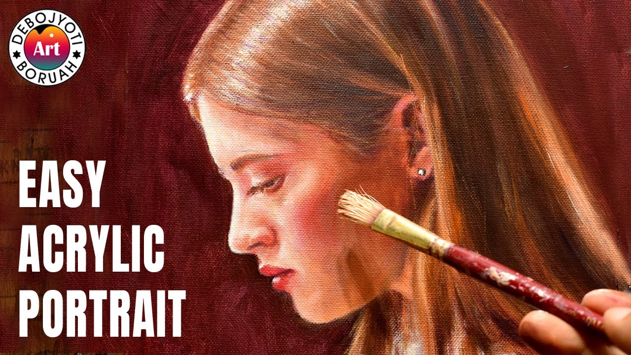 Easy Acrylic Portrait Painting Tutorial | Beginners Portrait Painting