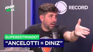Ancelotti é igual a Diniz e Dorival? Joga nas 11 debate trabalho do técnico italiano