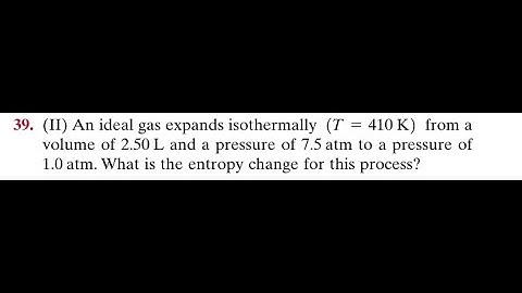 An ideal gas expands isothermally from a volume of 2.50 and a pressure of 7.5 atm to a pressure o