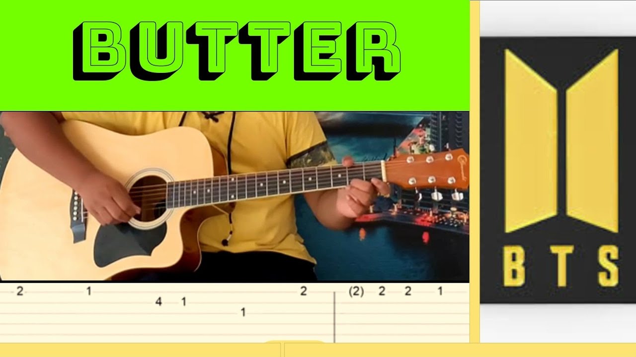 Butter bts guitar tabsbutter bts guitar chords/tutorial YouTube