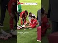 لحظه اصابه وسام ابو علي في مباراه فلسـ طين ألف سلامة عليك يا وسام إن شاء الله بسيطة الاهلي
