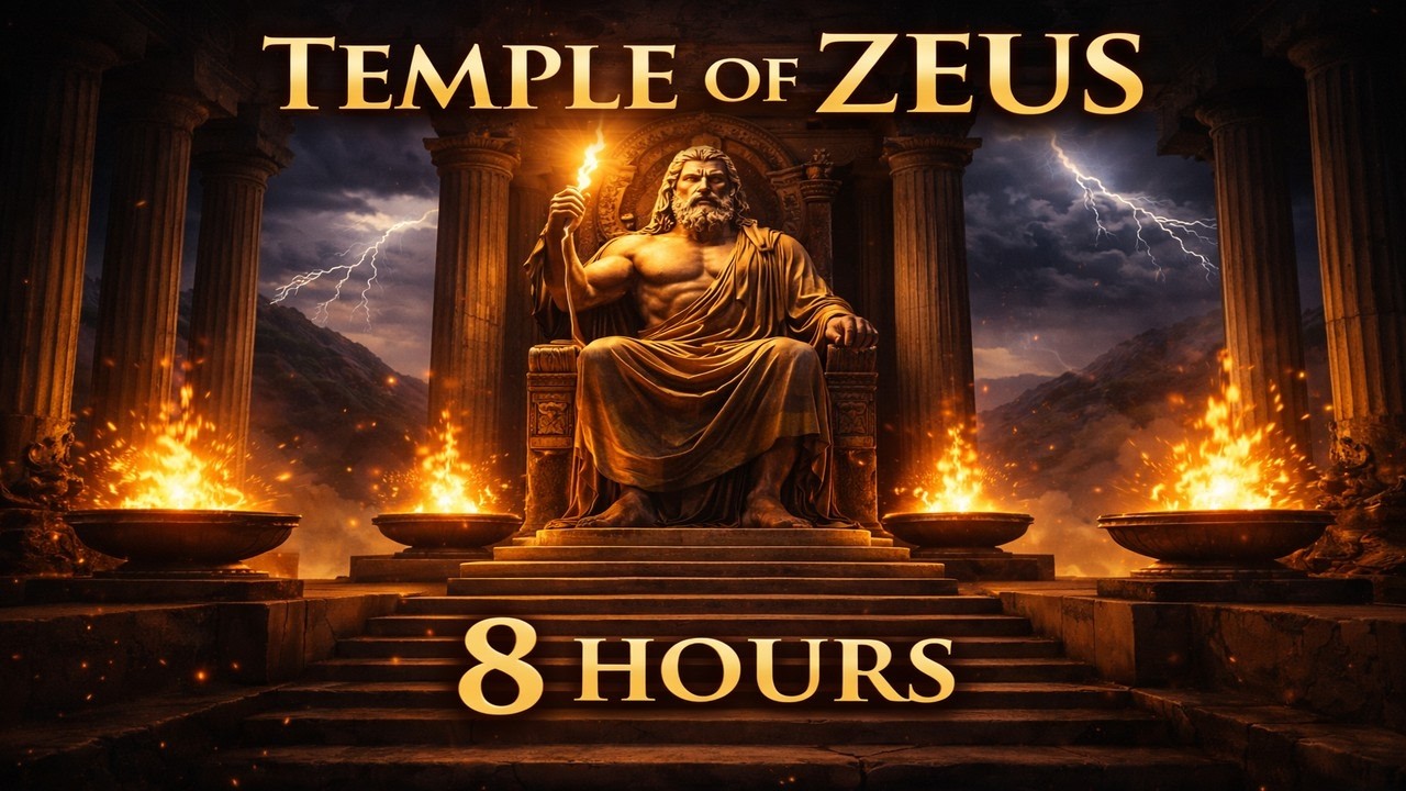Temple of Zeus – 8 Hours of Thunderstorm & Sacred Fire | Ancient Greek Ambient