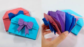 How To Make Paper gift bag? How To Make Paper Handbag / Origami Paper Bag Tutorial / School craft