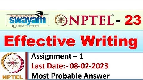 Effective Writing | Assignment 1 | Most Probable Answer | Nptel 2023 #assignment #nptel