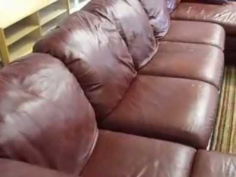 3 Piece Burgundy Leather Sofa Sectional Youtube