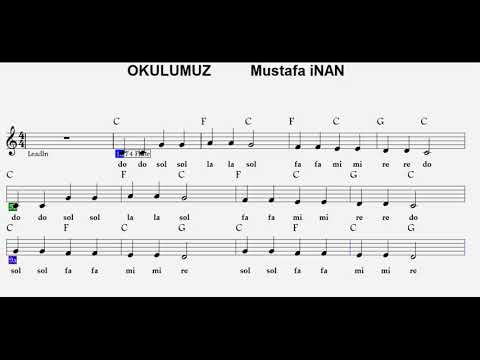 OKULUMUZ--(Daha Dün Annemizin)--C-(2 Sesli)--:Guitar,Flute,Melodica,Recorder,Violin,Keyboard.