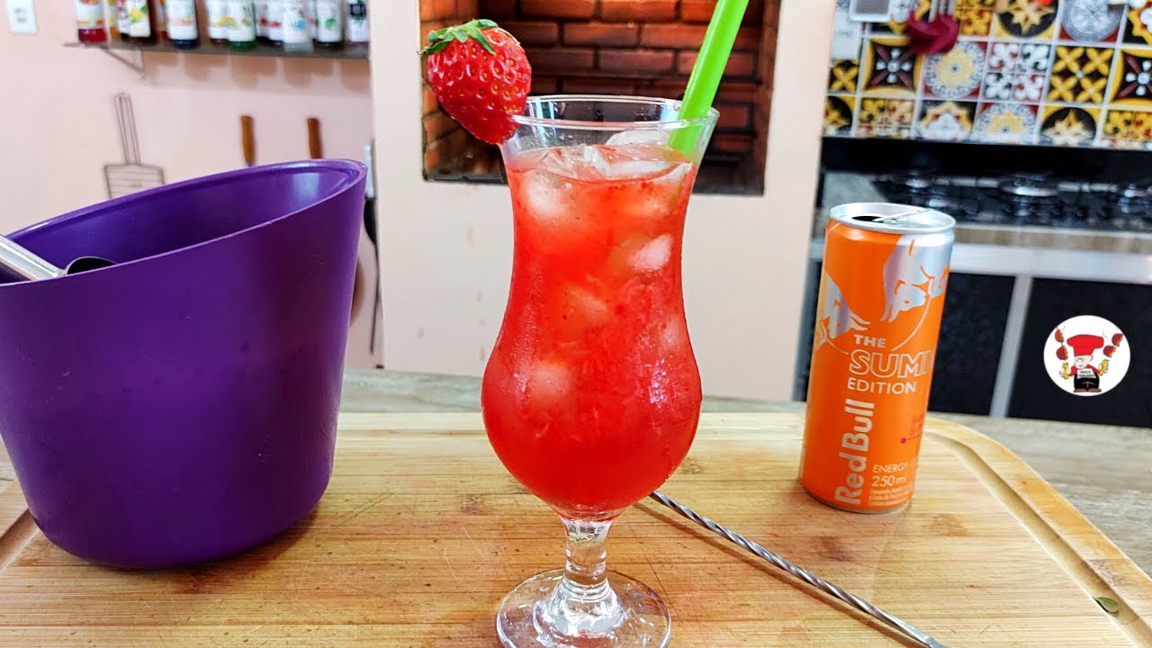 Como Fazer Drink sem Álcool de Morango com Energético Red Bull YouTube