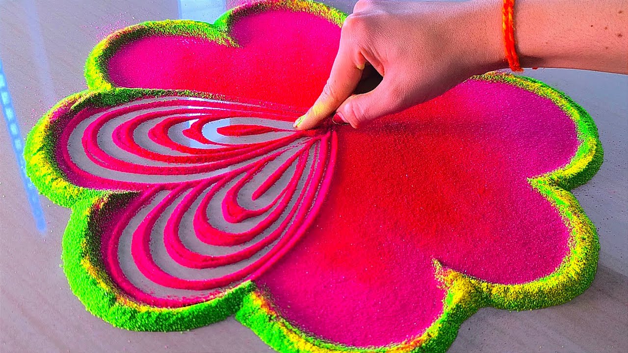 AMAZING 💕😍 art Compilation // Simple leaf & flower rangolis // Easy Rangoli designs for beginners