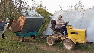 груз негоборит, перевозка дома на минитракторе.