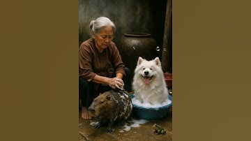Bà và Capybara & Samoyed I Capybara dẫn Samoyed đi tắm bùn #capybara #hàihước #funny # shorts