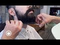 Rounded Beard Trim for Medium Beard at Barbershop