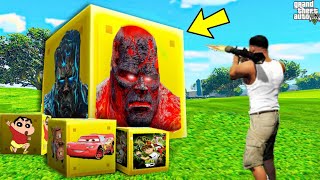 GTA 5: Opening MEGA *GOD TITANS & LIGHTNING MCQUEEN* Lucky Blocks With SHINCHAN & FRANKLIN In GTA V!