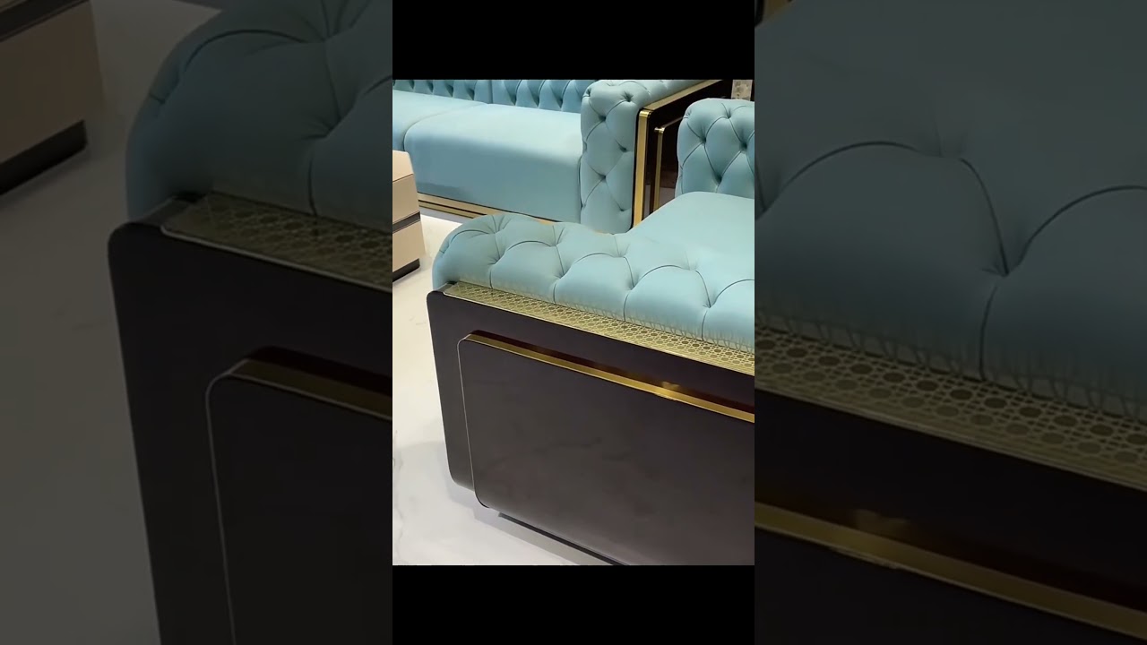 Luxury blue leather sofa furniture for living room decor 