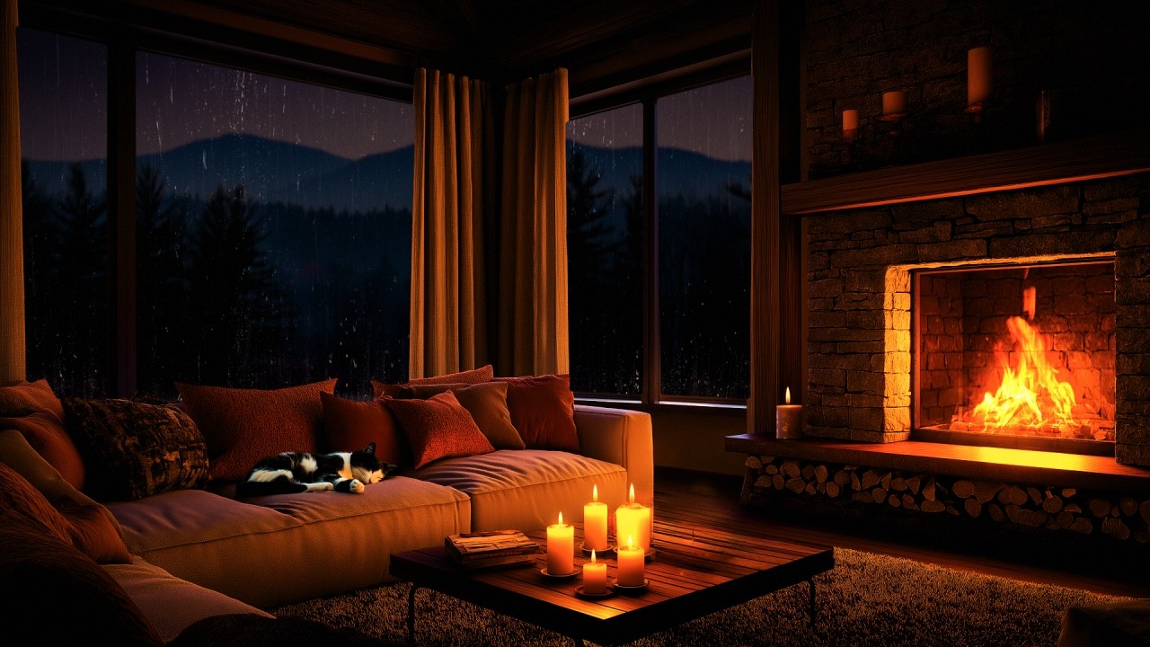 Cozy Rain with Fireplace: Relaxing Rain Sounds for Instant Relaxation and Sleep 🌧️