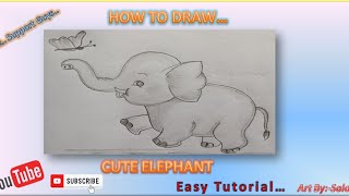 😳how to draw cute 🐘🥰...//easy tutorial🤗✍️😀// pencil drawing for kids  easy steps for beginners 🤗🦋🐾🦋