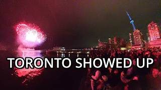 Fireworks Lit Toronto’s Harbourfront as the CN Tower Turned ICE 👀🎆🧊