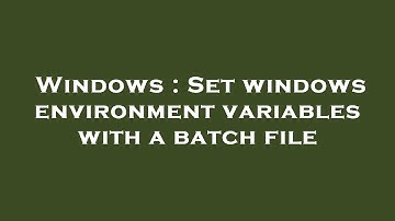 Windows : Set windows environment variables with a batch file