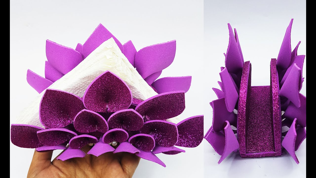 Tissue Box Making at Home Unique Tissue Box With Glitter Foam Paper