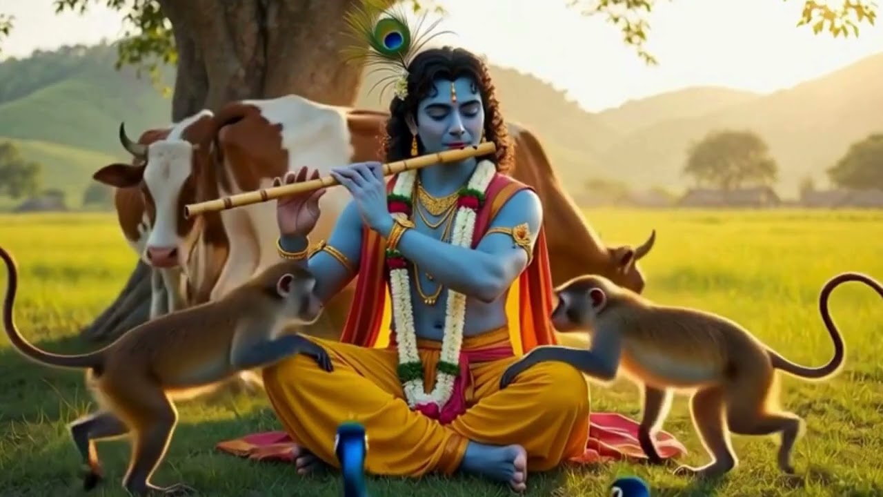 When Lord Krishna Plays the Flute Under a Tree, Nature Listens and the Soul Finds Peace |KrishaToon