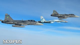 Ukrainian pilots intercept russian fighter jet with swedish JAS 39 Gripen