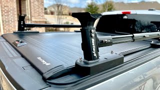 The new rooftop tent setup. Retractable tonneau cover w/ ladder rack