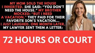 My Mom Sold the House I Inherited for My Brother’s Vacation — Then My Lawyer Gave Them 72 Hours
