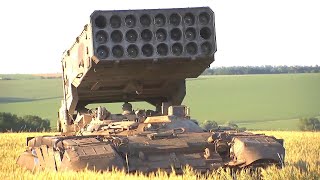 Боевая работа установки ТОС-1А «Солнцепек» России на Украине