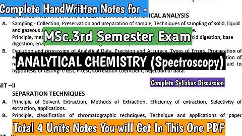 MSc.3rd Sem.Notes & Syllabus Discussion | ANALYTICAL Chemistry |Complete Handwritten Notes #mscnotes