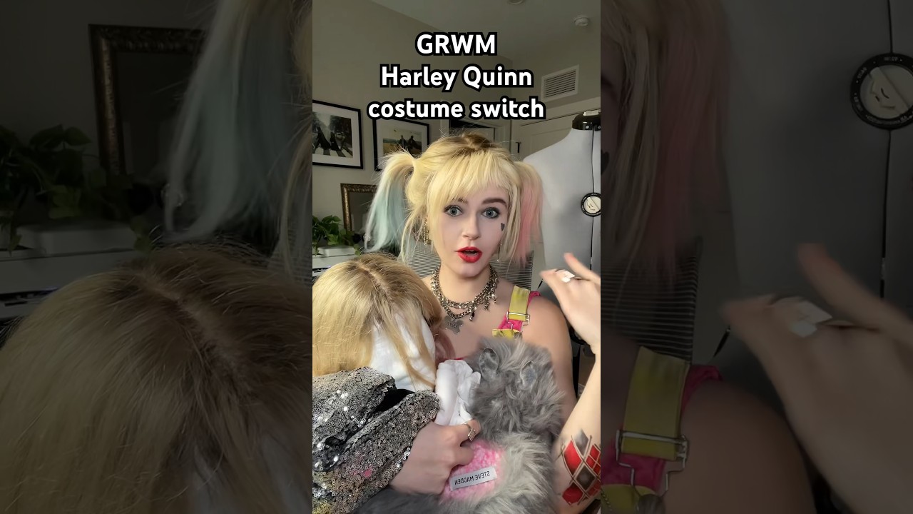 Harley Quinn cosplay quick change #cosplay #makeuptransformation #harleyquinn