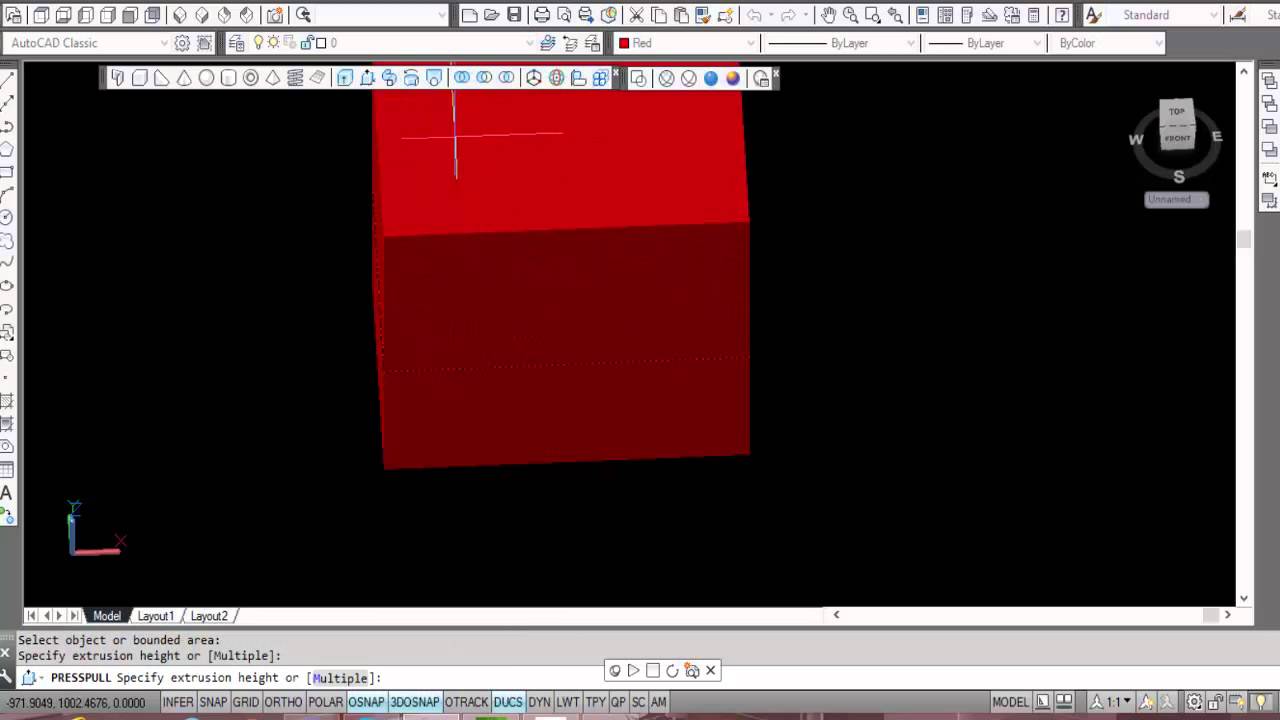 AUTOCAD 3D LEARN BASIC COMMANDS EXTRUDE,PRESSPULL AND SWEEP - YouTube