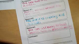 Opinion writing: Favorite food graphic organizer continued..