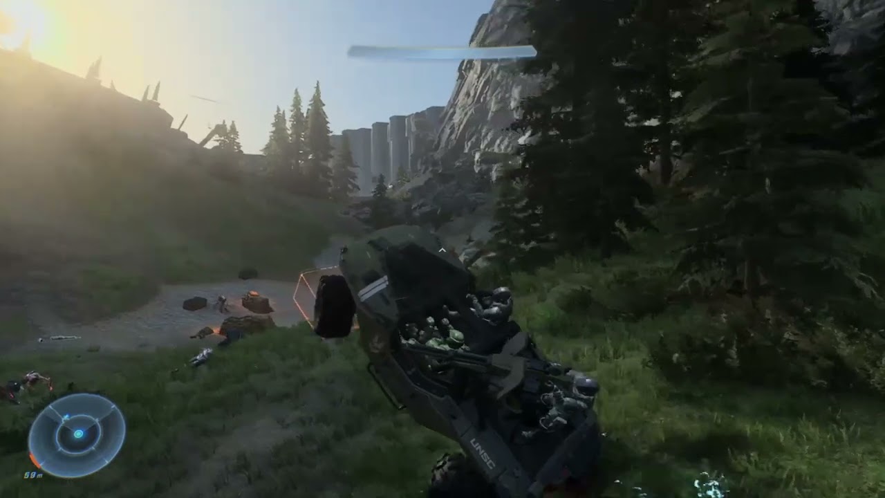 Halo Infinite: Warthog wheelie.