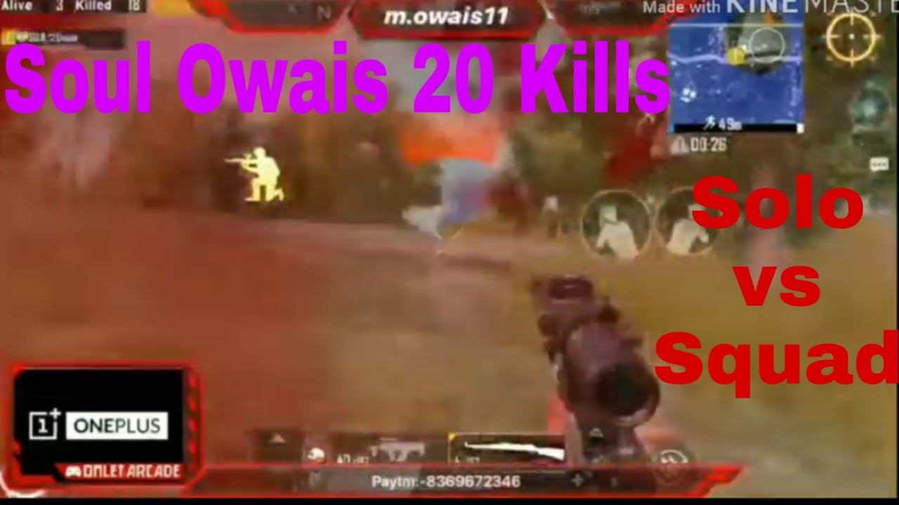 Soul Owais 20 kills chicken dinner!!Solo vs Squad