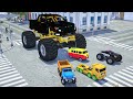 Monster truck vs sergeant lucas police car  wheel city heroes wch  fire truck cartoon for kids