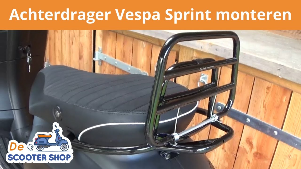 Achterrekje / klapdrager monteren op Vespa Sprint of Primavera |  Montagevideo - De Scooter Shop - YouTube