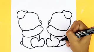 🔥🛑HOW TO DRAW A PANDA EASY STEP BY STEP DRAWING A PANDA EASY - CÓMO DIBUJAR UN PANDA FACIL