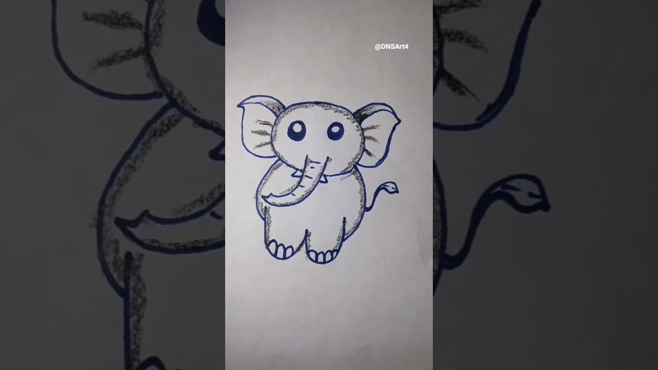 Easy drawing A Cute elephant 🐘. 