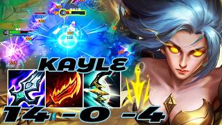WILD RIFT KAYLE ADC GAMEPLAY | 14 -0 -4 MVP | KAYLE BUILD RUNES
