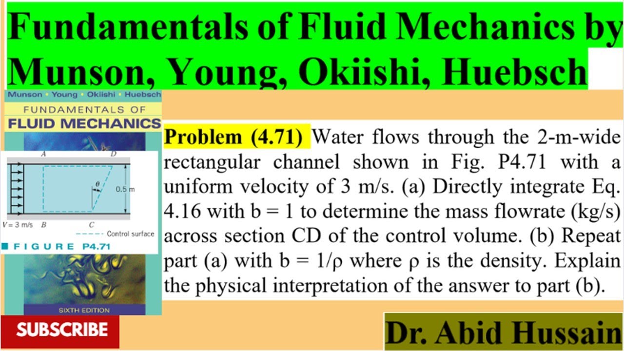 Определить массовый расход (кг/с) через сечение CD|P 4.71|Основы механики жидкости, 6-е издание